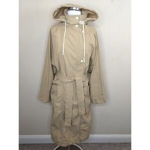 Zara Belted Parka Hooded Jacket Khaki Tan Lightweight